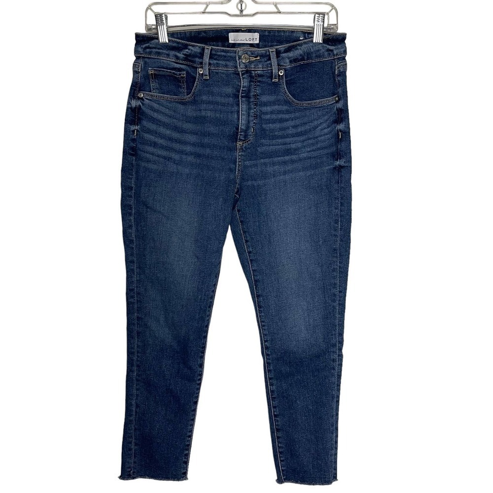 LOFT The Curvy Skinny Blue Jeans With Raw Hem  Petite 30/10